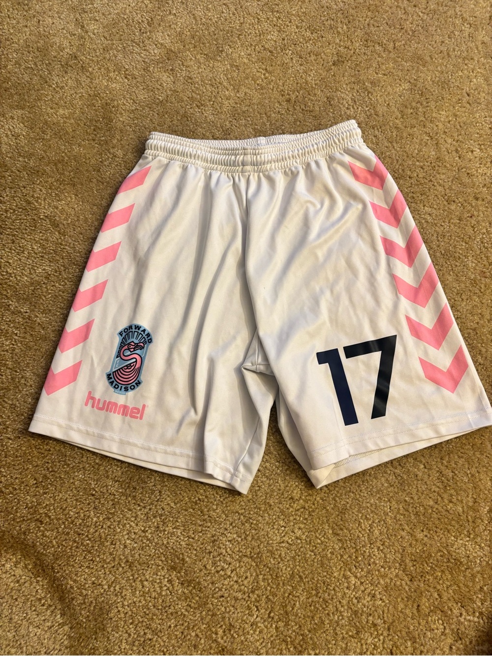 Forward Madison Soccer Shorts, white, number 17